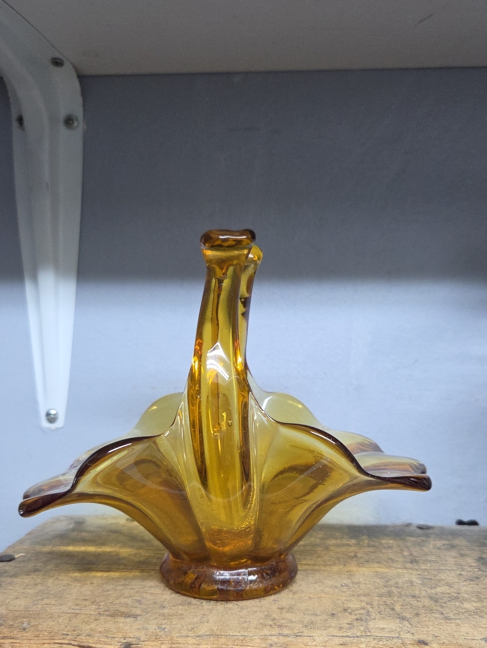 Vintage Viking Amber Glass Decorative Basket - Home Art